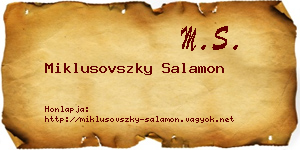 Miklusovszky Salamon névjegykártya